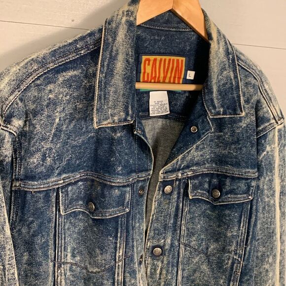 Vintages Calvin Klein denim acid washed trucker jacket mens size large - Picture 2 of 15